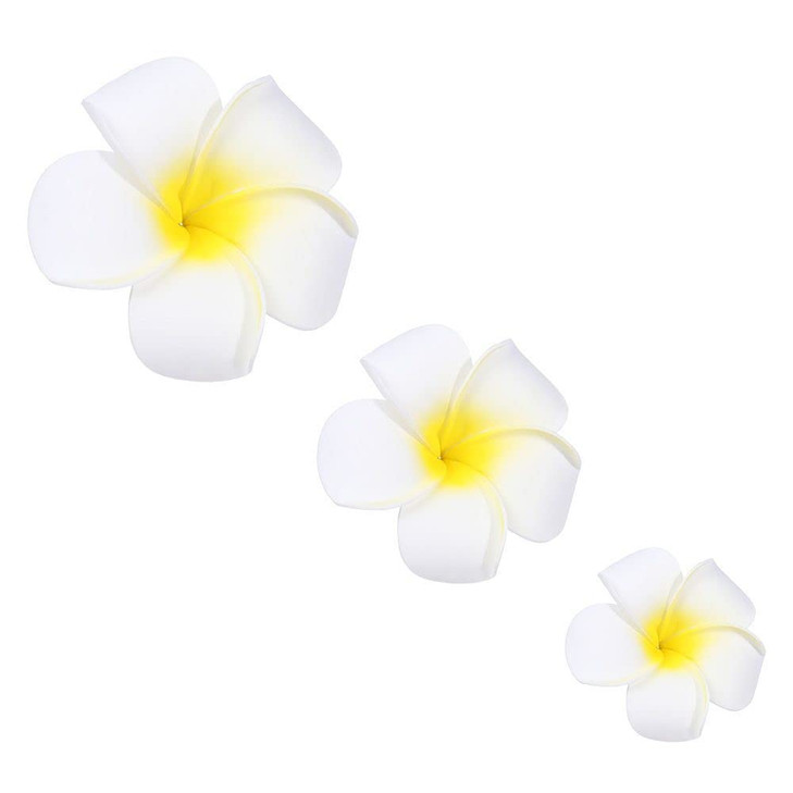 3pcs Hawaiian Plumeria Flower Clips for Women Girls White Floral Hairpins for Summer Beach Hair Accessories(white)