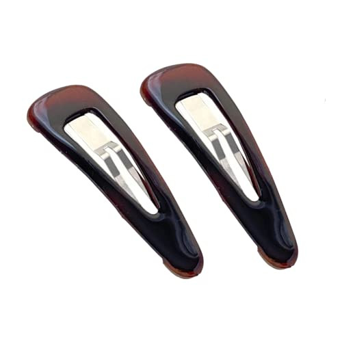 Parcelona French Clic Clac 2 1/4" Celluloid No Slip Grip Snap Hair Clips for Women (Tortoise Shell Brown)