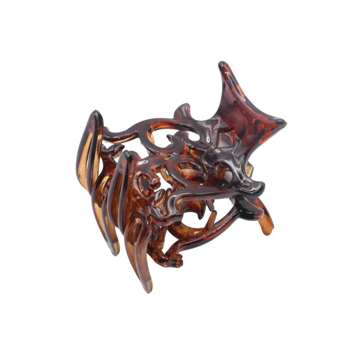 Parcelona French Intricate Four Teeth Tortoise Shell Brown Small 1 1/2" Celluloid Acetate Jaw Hair Claw Clip Non Slip Women Hair Accessories, Made in
