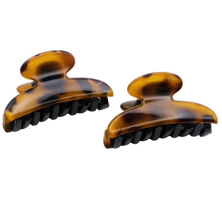 Parcelona French Glossy Oval Small 2 1/4" Celluloid Set of 2 No Slip Grip Covered Spring Jaw Hair Claw Durable Styling Paris Hair Accessories Women S