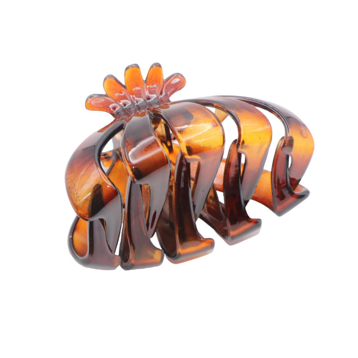 Parcelona French Fleur Medium 3.25" Wide Tortoise Shell Celluloid French Hair Claw Clips Jaw Fashion Durable and Styling Hair Accessories for Women S