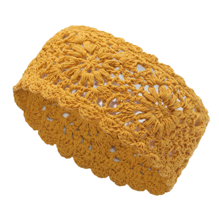 ZLYC Women Headband Handmade Crochet Knit Boho Flower Hair Bands (Crochet Yellow)
