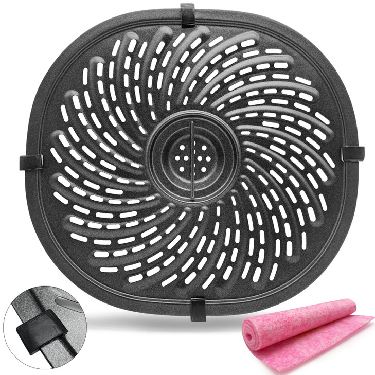 HEISENLIN 7QT Air Fryer Grill Pan Replacement Parts for PowerXL Gowise Air Fryers, 7QT Upgraded Grill Crisper Plate Tray Rack Grid Shelf with Rubber