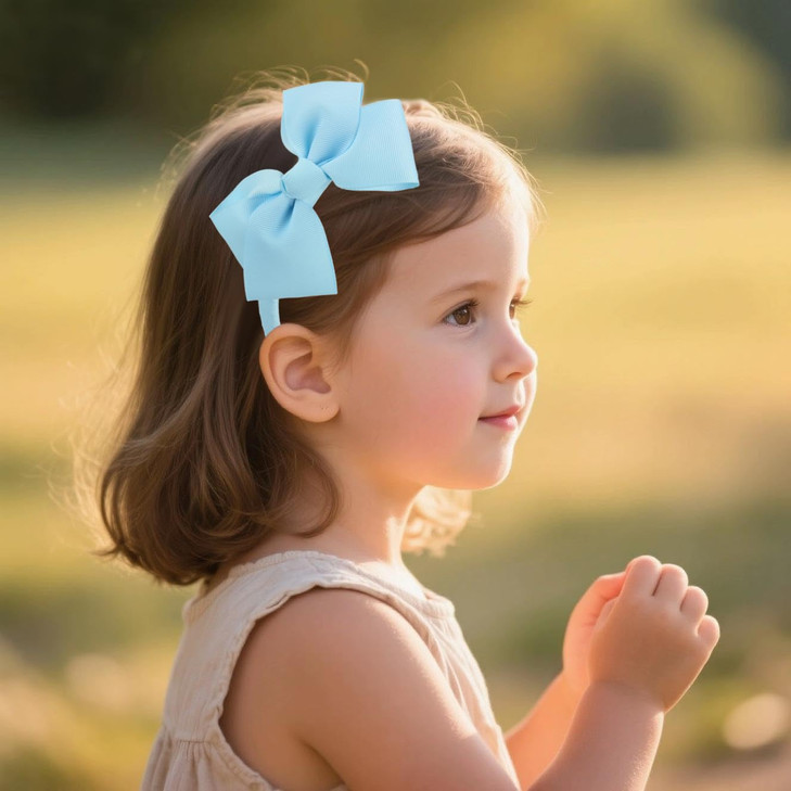 7Rainbows Cute Light Blue Bow Headband for Girls Toddlers.