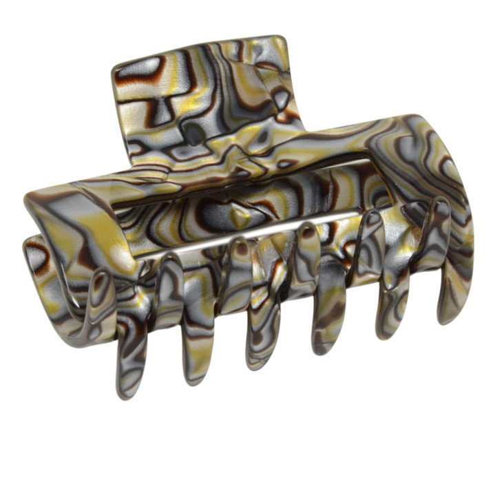 French Amie Geo Medium 3 1/4" Celluloid Handmade No Slip Grip Jaw Hair Claw Clips Strong Hold Fashion Durable Styling Women Hair Accessories, Made in