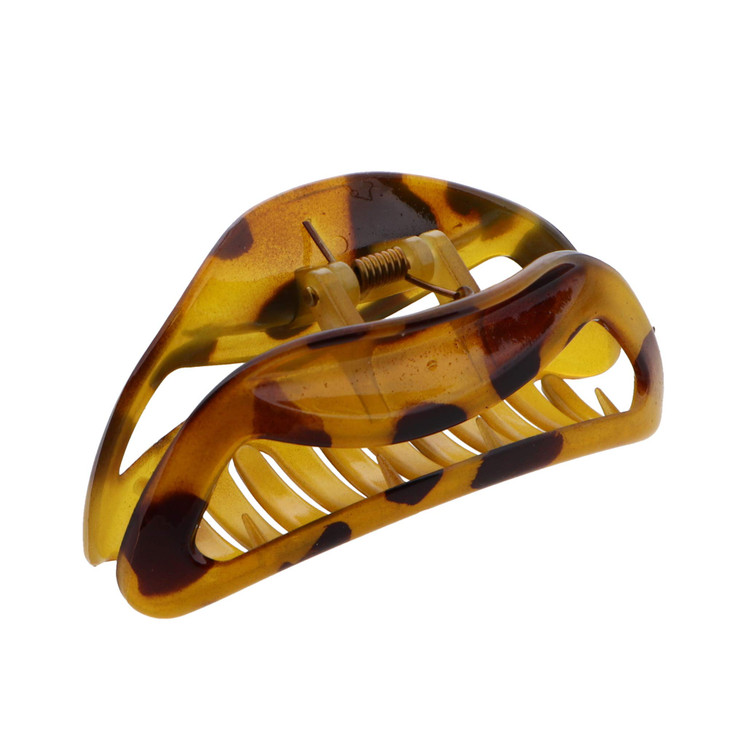 3.5 Inch Cutout Acrylic Jaw Clip Hair Claw Clip For Women - Gold Leopard Print