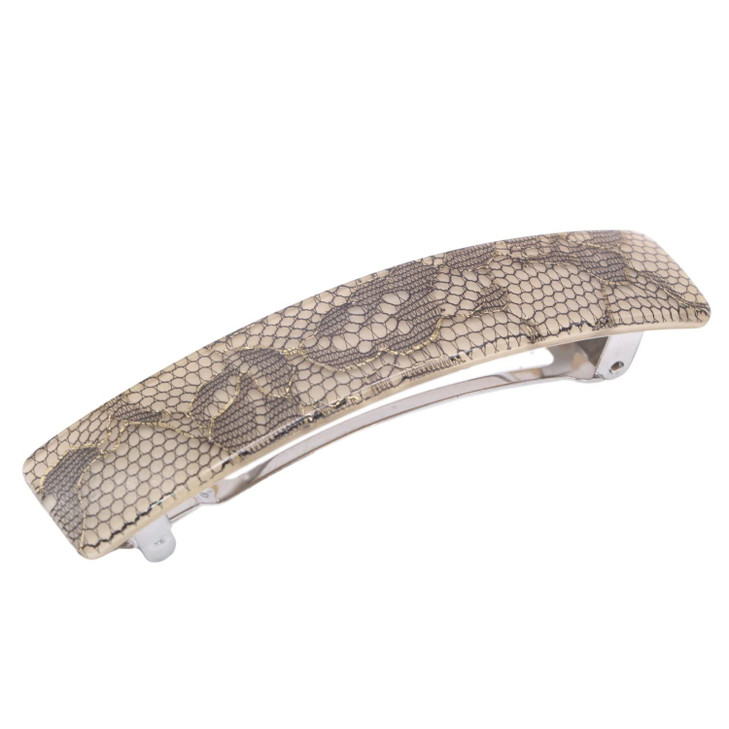 French Amie Oblong Handmade 3.5" Celluloid Automatic Hair Clip Barrette French Hair Clip for Girls Strong Hold Hair Clips for Women No Slip Durable P