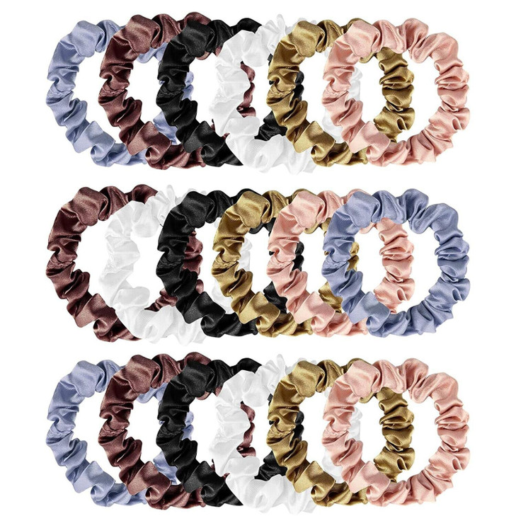 18 Pieces Silk Hair Scrunchies Silk Hair Tie Elastic Ponytail Holders for Women Girls Hair Accessories (004)