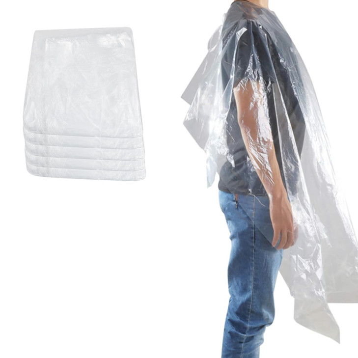 100pcs Disposable Hair Cutting Cape, Salon Barber Cape, Clear Apron Hairstylist, Waterproof Shampoo Capes for Hair Stylist Home Hairdressing, Hair Co