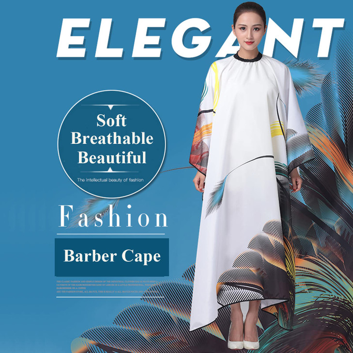 TILYIALA Professional Barber Cape,Waterproof Hair Cutting Cape for Adults, Haircut Cape for Stylish Home Salon Use (White Feather)