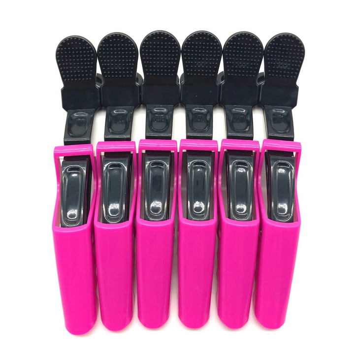 BEINY 6PCS Plastic Crocodile Hair Styling Clips with Non Slip Grip - Double Colored Barrettes for Thick Hair - Salon Sectioning Alligator Clips - DIY