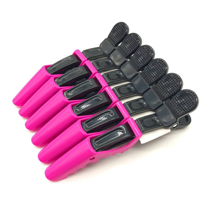 BEINY 6PCS Plastic Crocodile Hair Styling Clips with Non Slip Grip - Double Colored Barrettes for Thick Hair - Salon Sectioning Alligator Clips - DIY