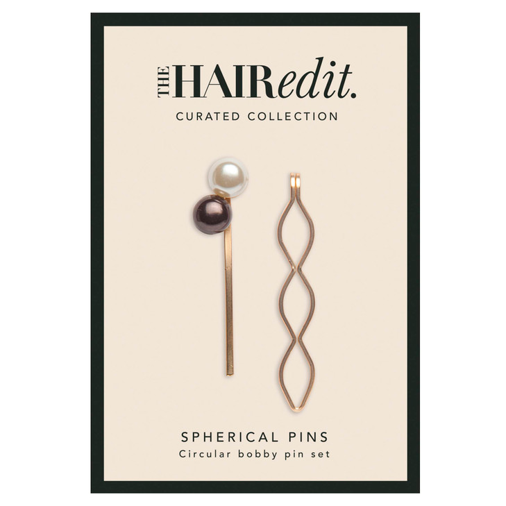 The Hair Edit Gold & Pearl Spherical Bobby Pins