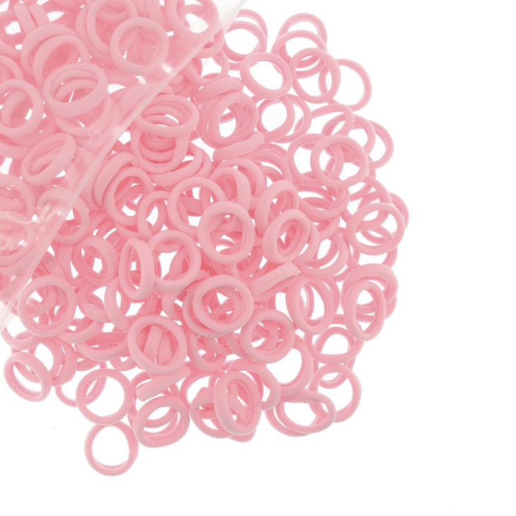 200 Pcs Solid Color Cotton Hair Ties Women Girls' Elastics Hair Ties Seamless Ponytail Holder (Light Pink)
