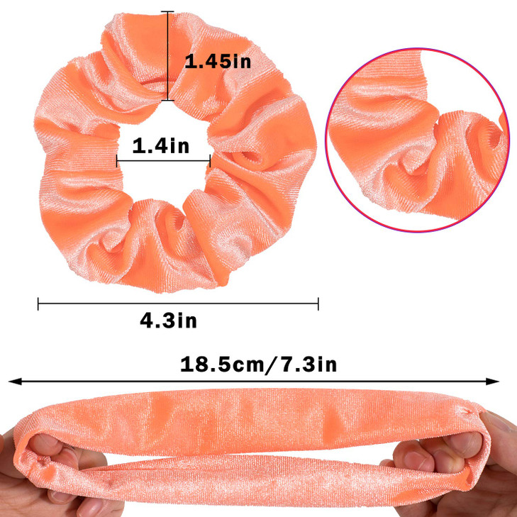 Whaline Neon Scrunchies Summer Velvet Hair Bobble Elastics Hair Bands Soft Hair Ties for Girls, Women (Neon color)