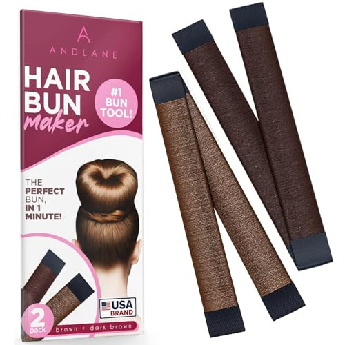Women's Hair Bun Maker French Twist Hair Fold Wrap Snap by Andlane (1 Brown, 1 Dark Brown)
