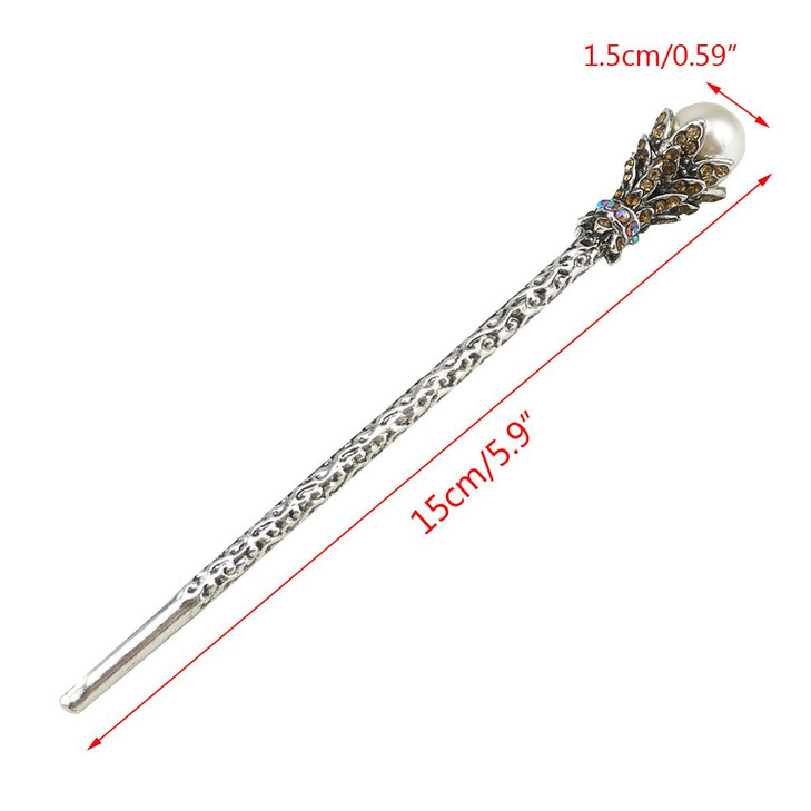 yueton Pack of 2 Vintage Rhinestone Pearl Hair Stick Vintage Hair Chopsticks Hairpin Chignon Pin (coffee)