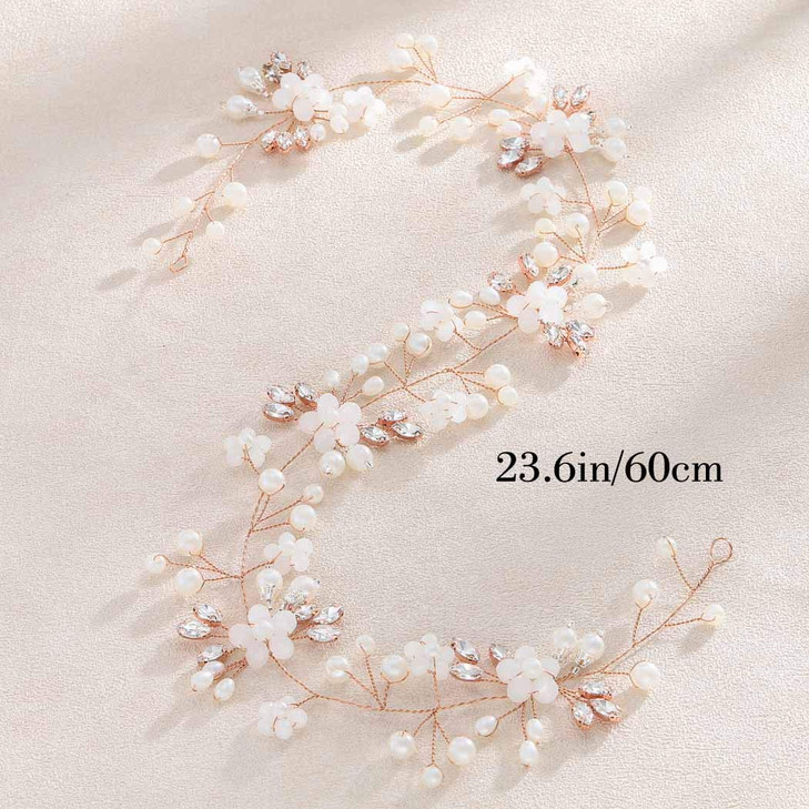 Unicra Wedding Crystal Flower Hair Vine Bridal Headpiece Headbands Wedding Hair Accessories for Brides (Rose Gold)
