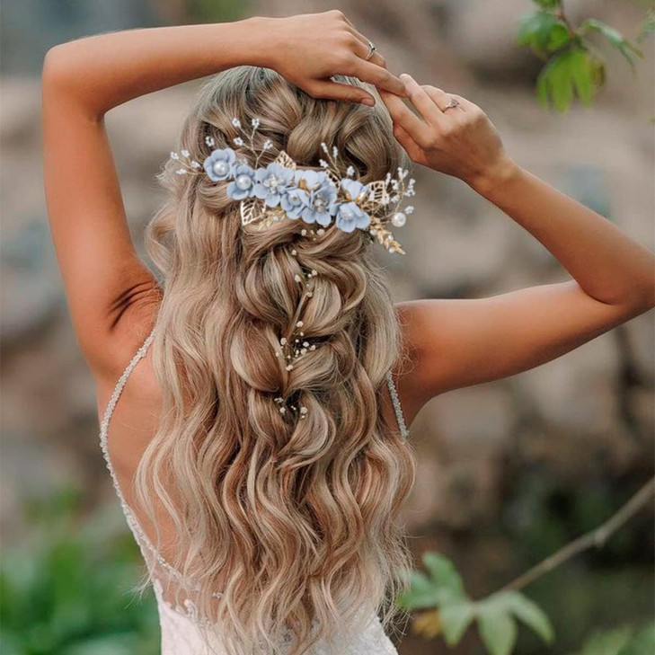 4 Pieces Bridal Flower Wedding Hair Comb Rhinestones Crystal Floral Hair Pins Hair Clips Wedding Hair Accessories Hair Jewelry for Brides Bridesmaids