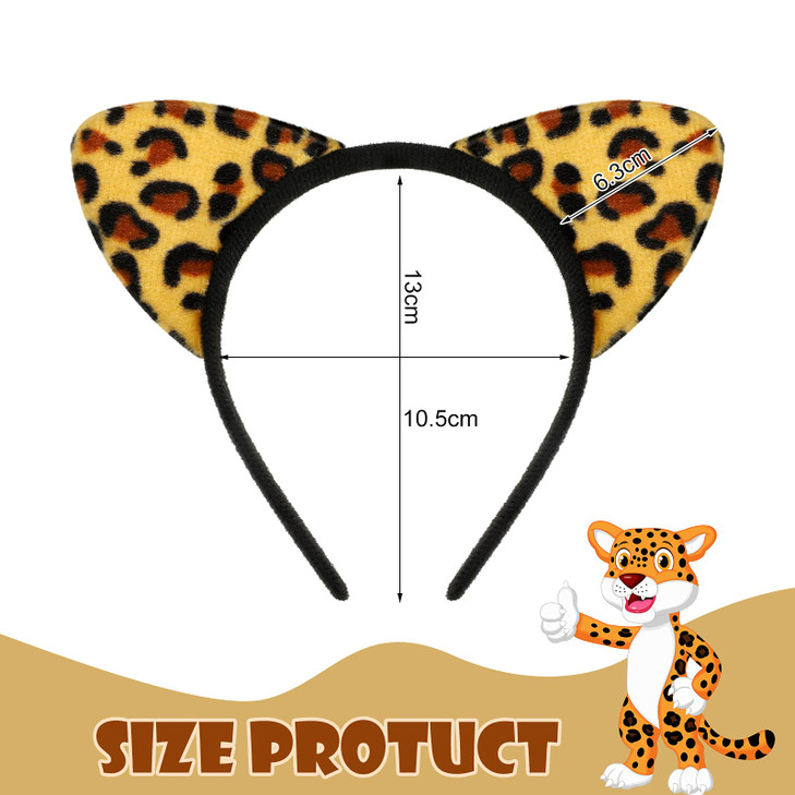 WILLBOND 12 Pieces Cheetah Ears Headband for Women Leopard Cat Ears Headband Holiday Party Supplies(Classic Leopard Series)