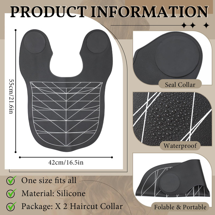 2 Pcs Hair Cutting Guide Collar Silicone Hair Dye Collar Waterproof Cutting Cape for Hair Stylist Rubber Neck Wrap Hair Cutting Pad Guide with Guidel