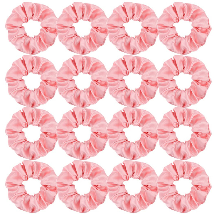 16 Pacs Pink Satin Scrunchies Bridesmaid Proposal Gifts Hair Ties Scrunchies for Women Girls Bachelorette Party Favors(Pink)