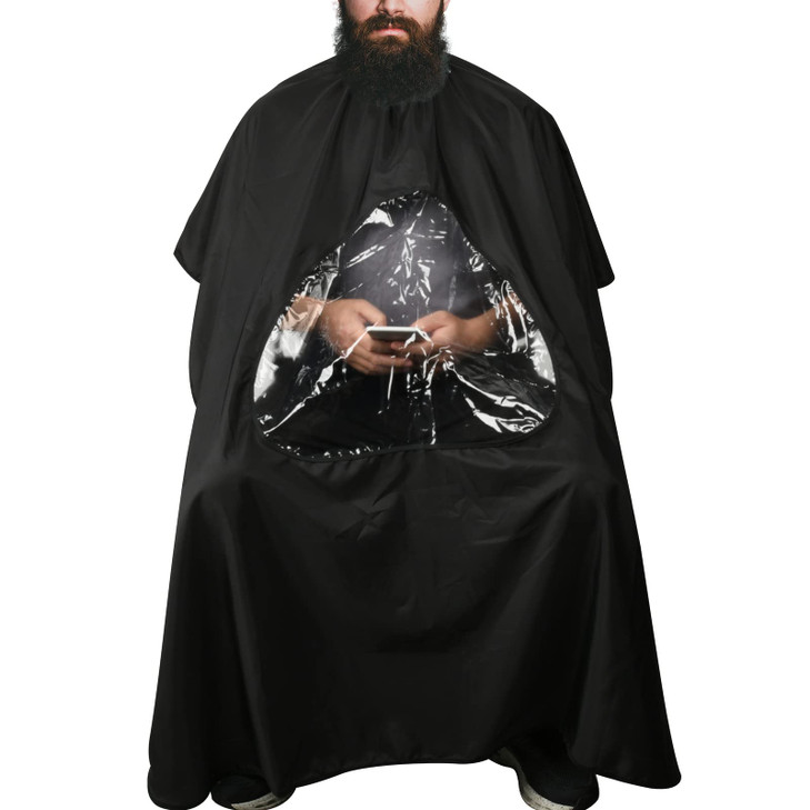CM Barber Cape with Clear Window Salon Cape Hair Cutting Cover Hair Drape Waterproof Haircut Apron with Buckle for Barber Shop Salon Stylists Home DI