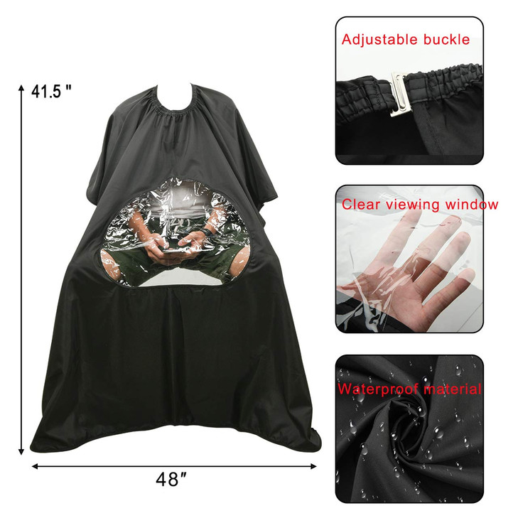 CM Barber Cape with Clear Window Salon Cape Hair Cutting Cover Hair Drape Waterproof Haircut Apron with Buckle for Barber Shop Salon Stylists Home DI