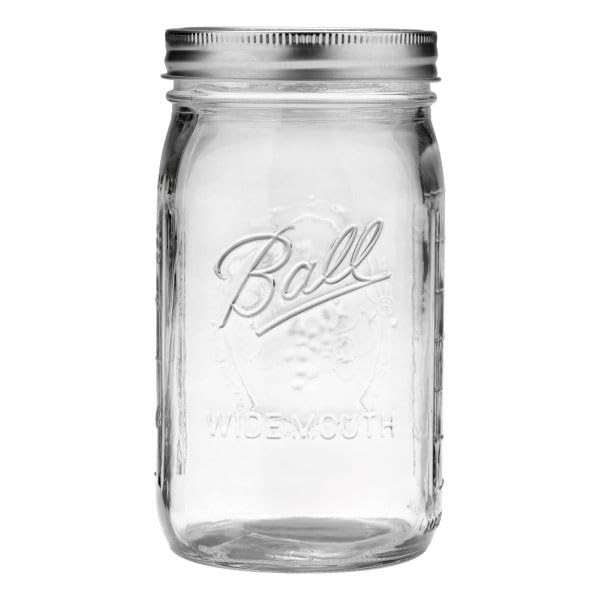 Ball Wide Mouth Clear Glass Canning Quart 32 Oz Mason Jars with Lids, 12 Pack
