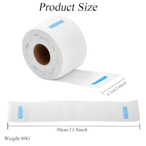 Erioctry 2 Rolls Disposable Barber Neck Strip Stretchy Paper Neck Band Neckband Hair Cutting Barber Salon Ruffle Tissue Strip Collar Wrap Hairdressin