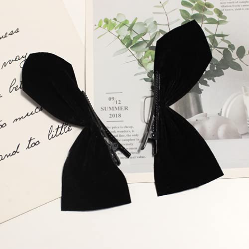 KDDOM 1 Pair Bow Hair Clips Ribbon Bow Side Clips Cute Hair Accessories for Girls Women Kids(Black)