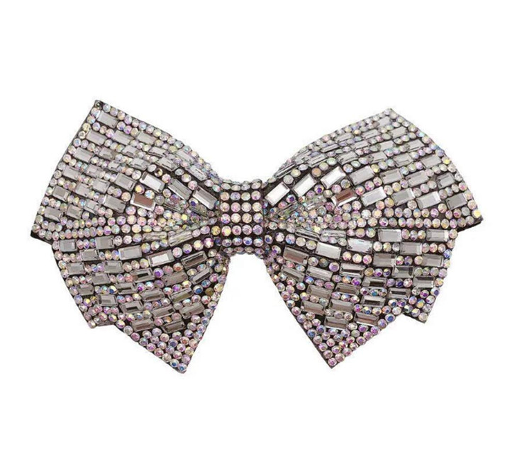 AKOAK 1 Pack Zircon Stereo Bow Hairpin Exquisite Flash Diamond Spring Clip Simple Girl Rhinestone Hair Accessory