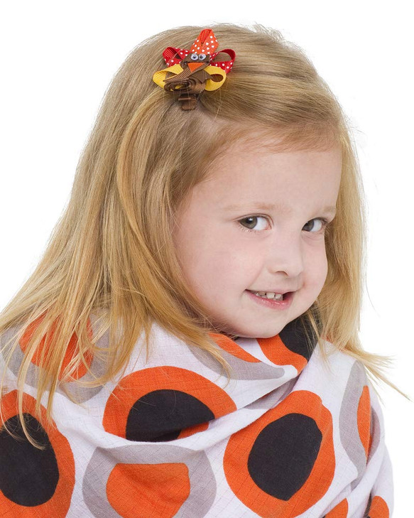 juDanzy Thanksgiving Turkey Hair Bow Clips (2 pack)