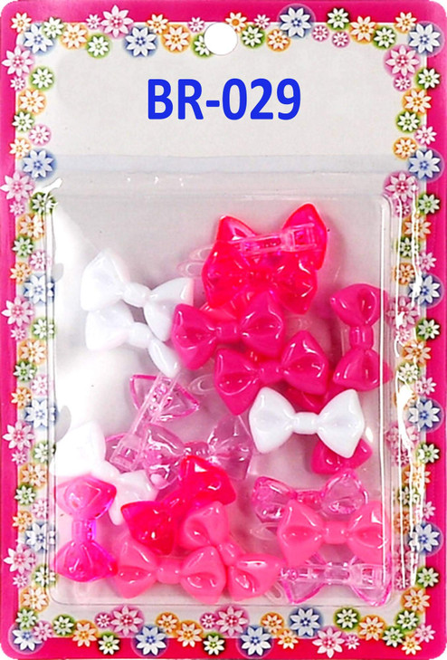 Tara Girls Self Hinge Plastic Mini Bow Hair Barrettes - Pink & White - 20 Pcs. by Tara