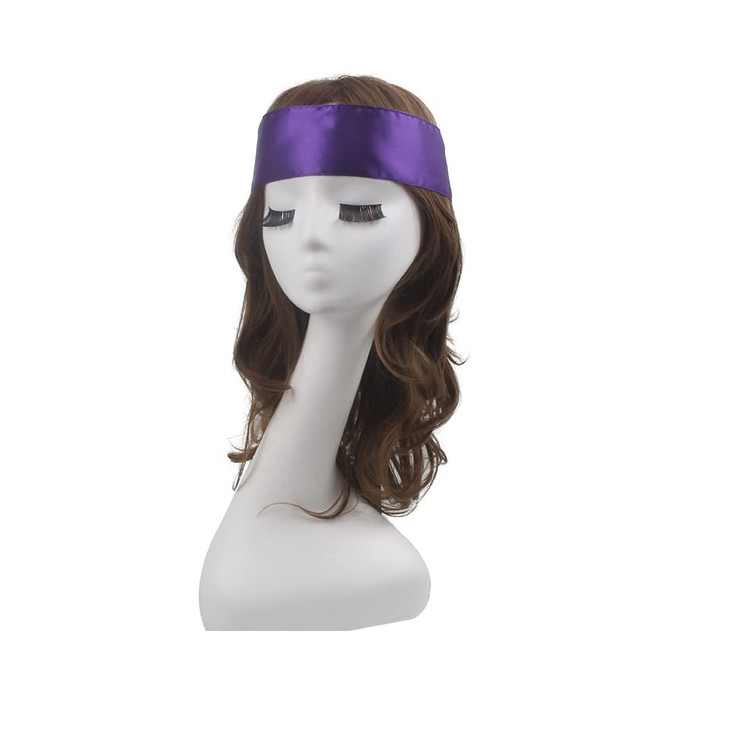 AllMatchWigs 2pcs Edge control soft satin headband 2.4inch width hair wrap bands 20 color choice (purple)