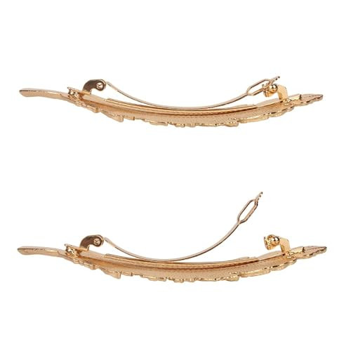 2Pcs Gold Vintage Alloy Feather Leaf Hair Clips Barrettes Hairpin Luxury Hair Comb Clips Women Hair Jewelry Hair Clips