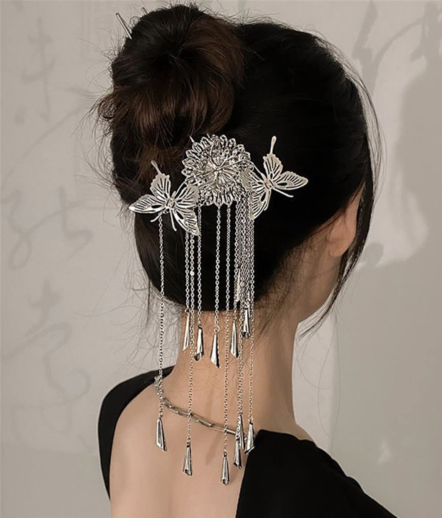 2Pcs Hair Sticks Hair Buns Accessories Chopstick Hairpin Vintage Hair Styling Chignon Pins for Women Girls (HC026-Butterfly)