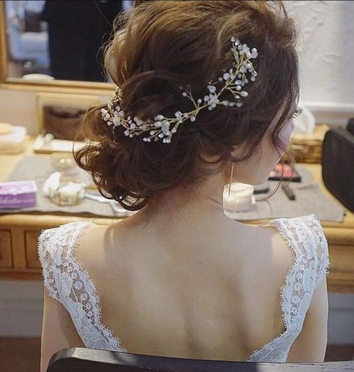 Chargances Wedding Crystal and Pearl Hair Vine Extra long Bridal Hair Vine Headpiece Hairpiece Bohemia Headband Gold Hair Vine Bridesmaid Boho Bridal