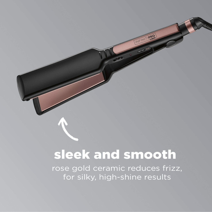 Infiniti PRO CONAIR Rose Gold Ceramic Flat Iron Hair Straightener, 1 3/4-Inch Flat Iron with Extra-Long Plates, Including a Floating Plate, Advanced
