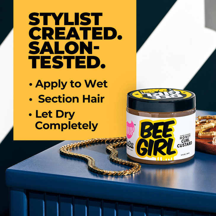 The Doux Curl Cream for Curly Hair with Honey, Aloe & Keratin  Curl Defining Custard for Frizz Control, Moisture & Shine Bee Girl Honey Custard for