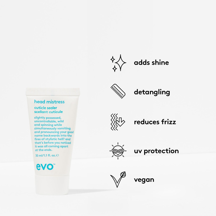 EVO Head Mistress Multi-Purpose Hair Styling Cream for All Hair Types - Anti Frizz, Blow-Dry Heat Protectant - 1 fl oz, Travel Size