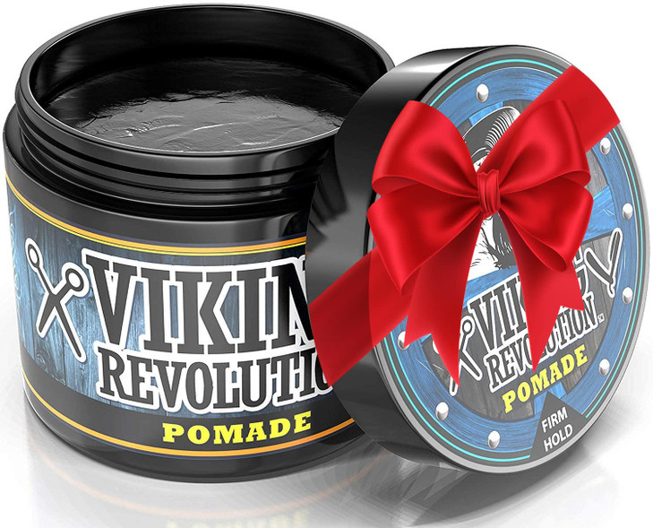 Viking Revolution Pomade for Men 4oz - Firm Strong Hold & High Shine for Classic Styling - Water Based & Easy to Wash Out (Firm, 1 Pack)