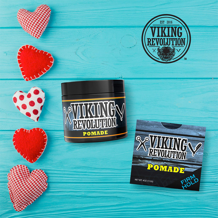 Viking Revolution Pomade for Men 4oz - Firm Strong Hold & High Shine for Classic Styling - Water Based & Easy to Wash Out (Firm, 1 Pack)