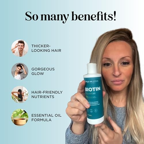 Volumizing Biotin Shampoo for Thinning Hair - Thin Hair Shampoo with Peppermint Argan and Essential Oils for Hair Care - Vegan Sulfate Free Shampoo f