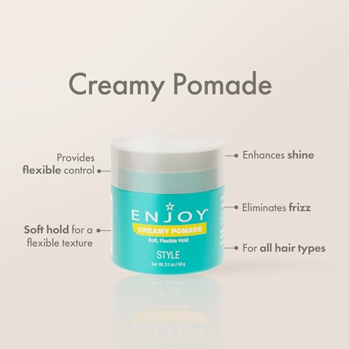 Enjoy Creamy Pomade, Non-Greasy Flexible Control and Natural Shine, Moveable Texture with Soft Hold for Versatile Hair Styling, 2.1 Oz
