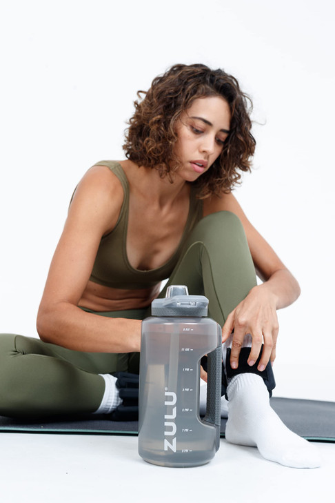 ZULU Goals 64oz Half Gallon Plastic Water Bottle with Straw and Time Marker | Large Reusable Jug with Handle and Leak Proof Lid for All Day Hydration