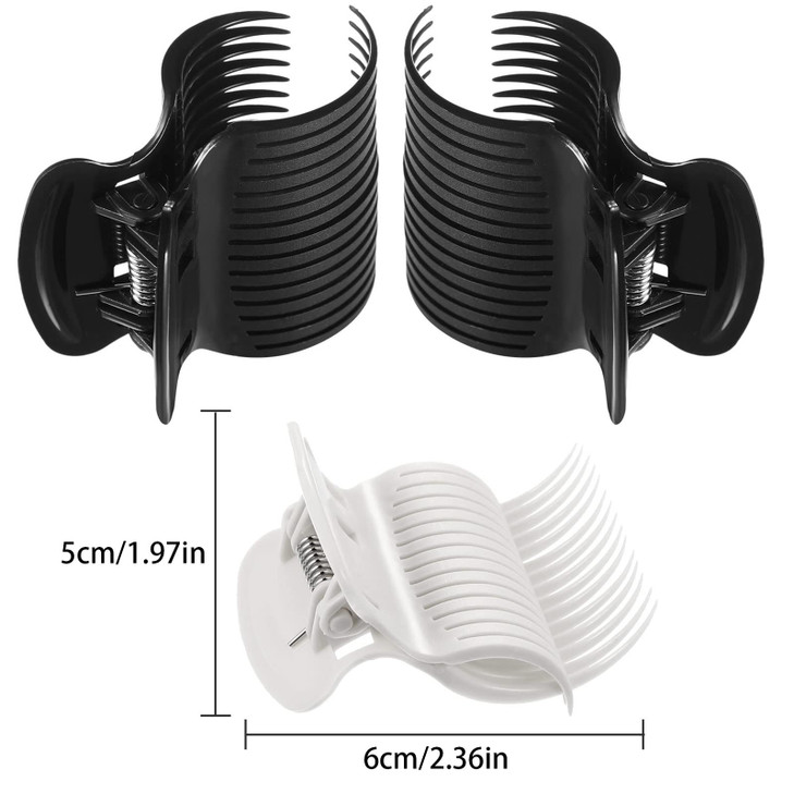 12 Piece Hot Roller Clips Hair Curler Claw Clips Replacement for Women Girls Hair Section Styling (White,Black)