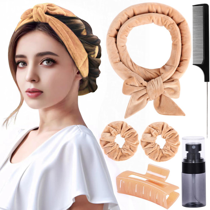 Heatless Velvet Hair Curlers to Sleep in Heatless Curls Overnight for Long Hair, No Heat Curling Rod Headband for Women All Hair Types -6 Pieces Set