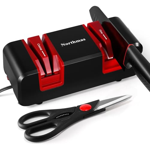 Northmas Knife Sharpener, Professional Electric Knife Sharpener for Kitchen Knives, 2-Stages for Quick Knife Sharpening & Polishing, with Scissors Sh