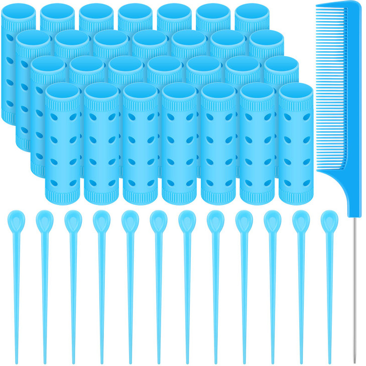Syhood 29 Pcs Small Size Hair Roller Set Includes 28 Plastic Smooth Rollers 0.63 Inch/ 1.6 cm Hair Curlers with Steel Pin Tail Comb for Short Long Ha